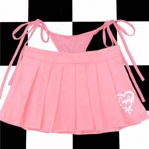 OMIGHTY low rise baby pink pleated mini skirt